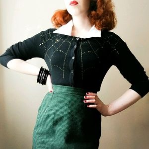 Mischief Made Spiderweb Cardigan Size Small Pinup
